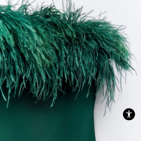 ZARA FEATHER SATIN EFFECT DRESS - Picture 5 of 11